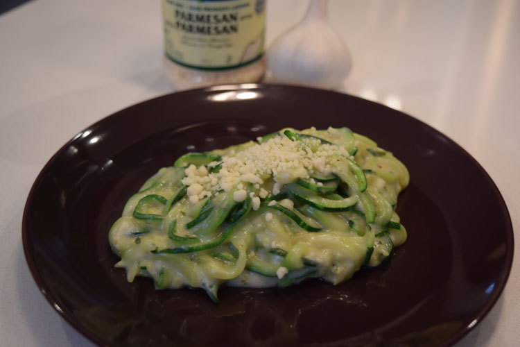 Zoodles and alfredo sauce